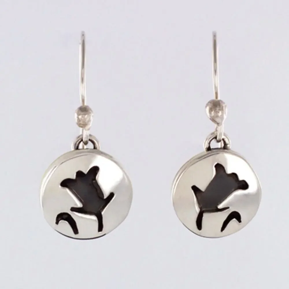 Far Fetched Daffodil Cutout Dangle Earrings 925 Sterling Silver - Picture 1 of 1